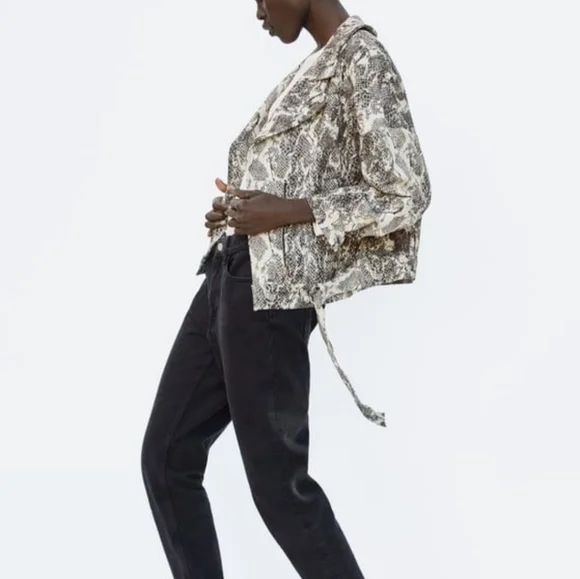 Zara Snakeskin Moto Style Jacket - Small - Picture 3 of 8